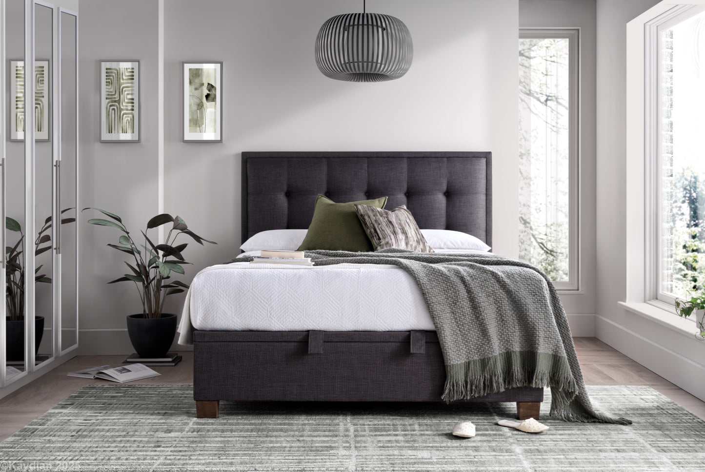 Falfield Ottoman Storage Bed Frame in Slate