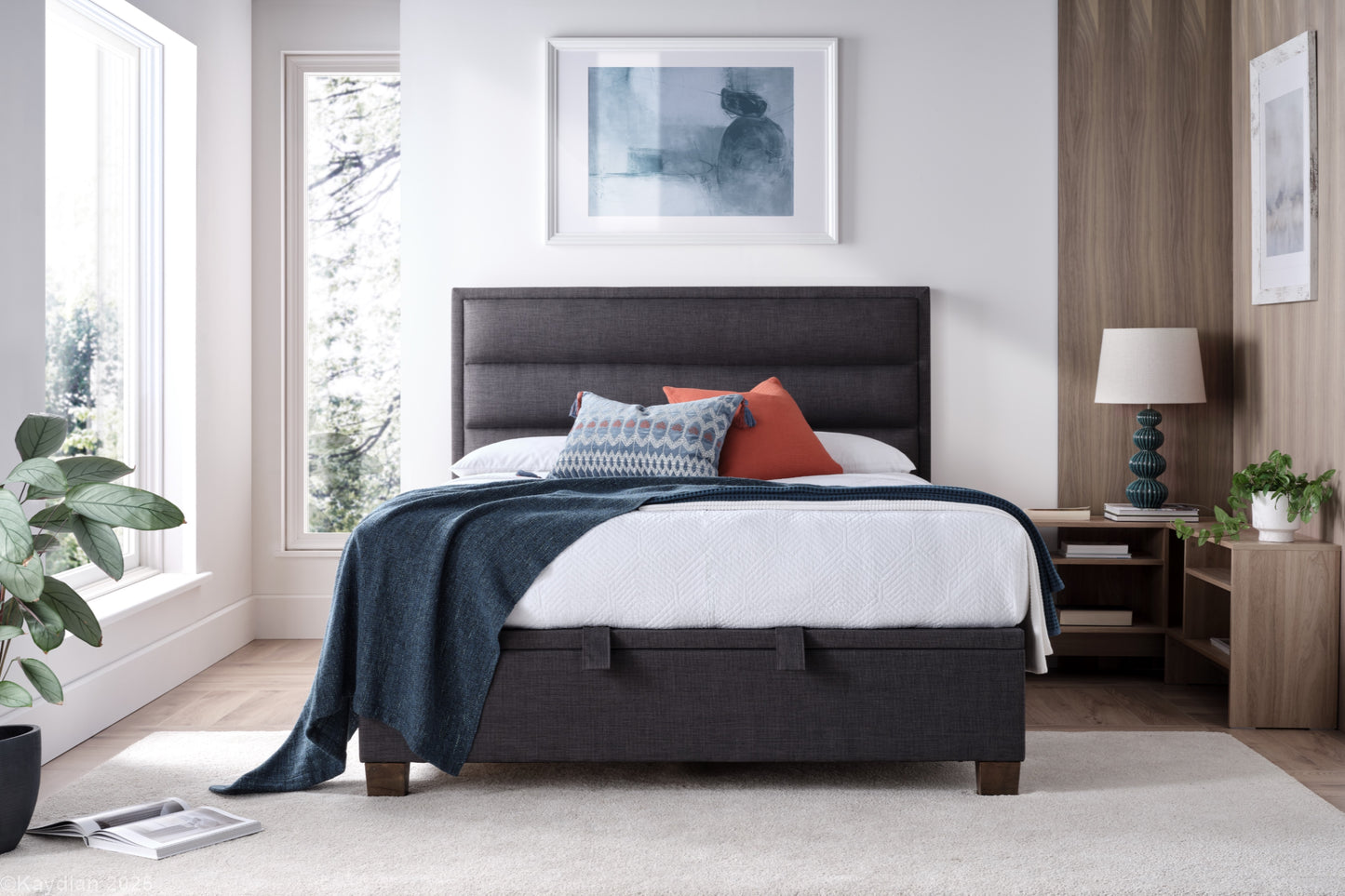 Kirkland Ottoman Storage Bed Frame in Slate