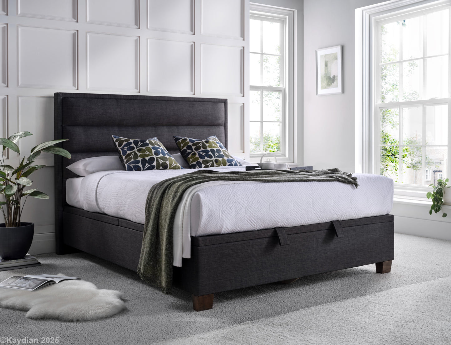 Kirkland Ottoman Storage Bed Frame in Slate