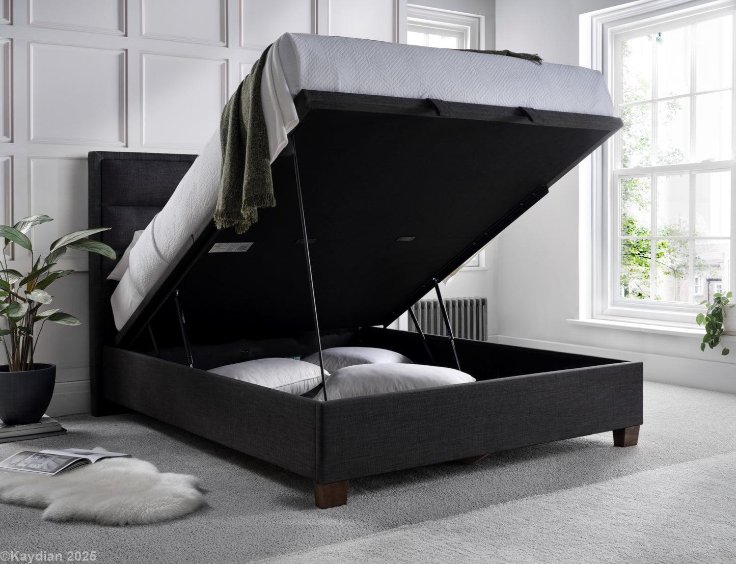 Kirkland Ottoman Storage Bed Frame in Slate