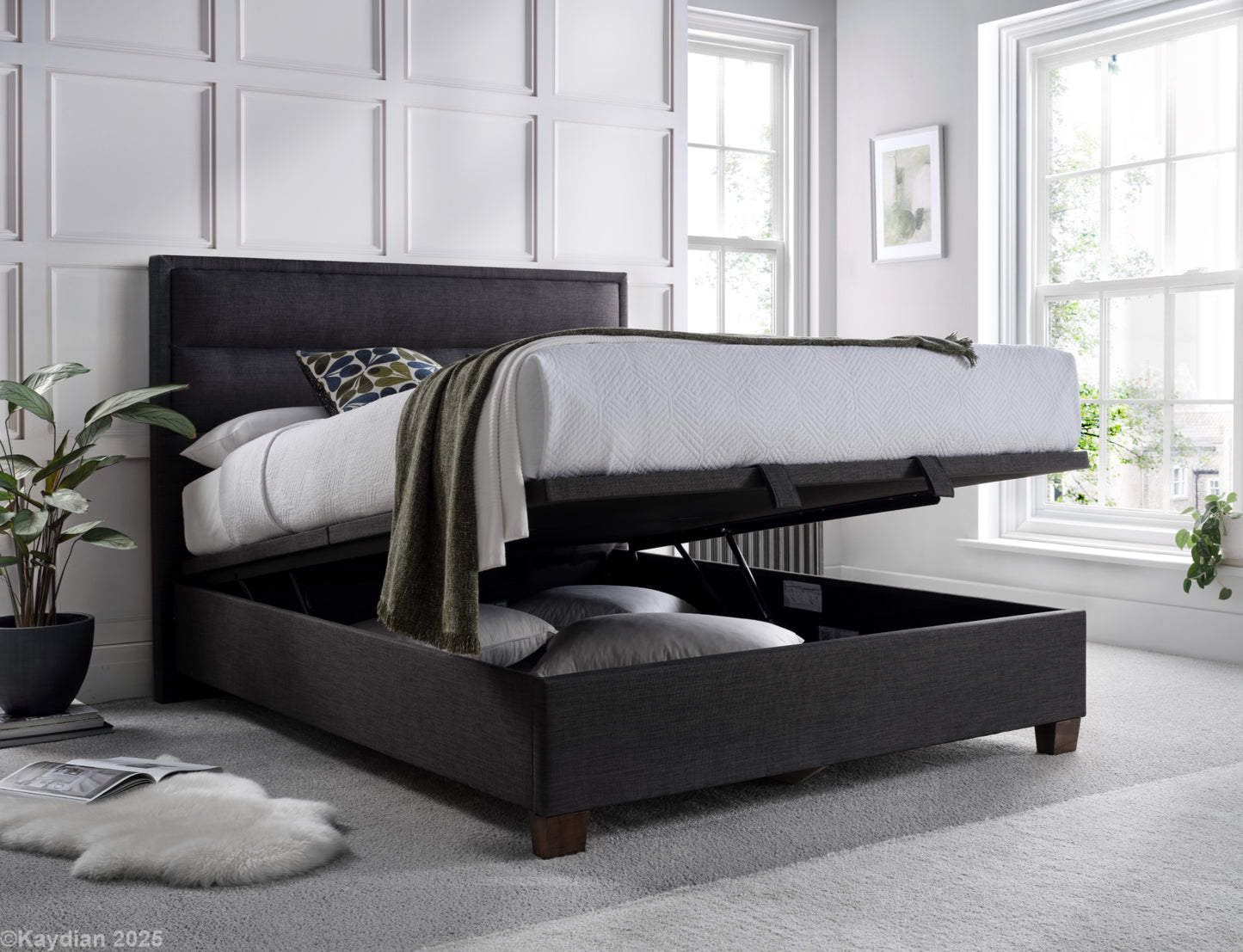 Kirkland Ottoman Storage Bed Frame in Slate
