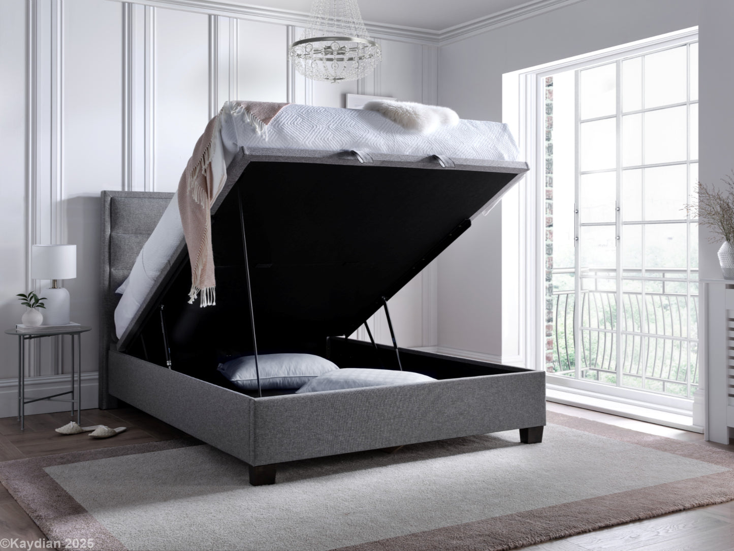 Kirkland Ottoman Storage Bed Frame in Slate