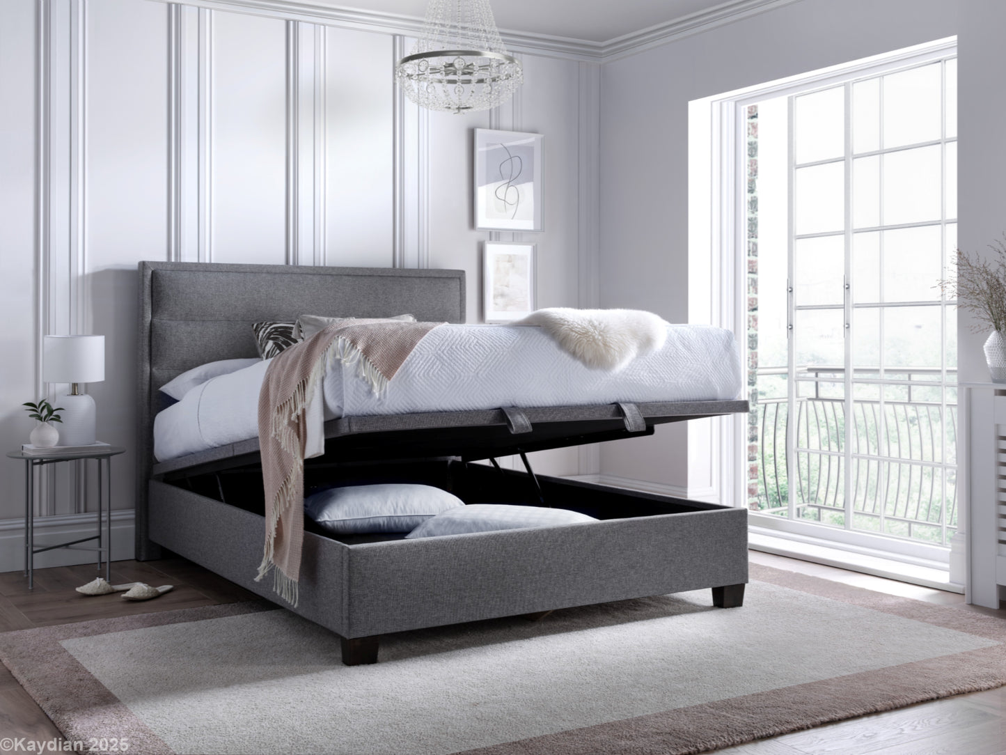 Kirkland Ottoman Storage Bed Frame in Slate
