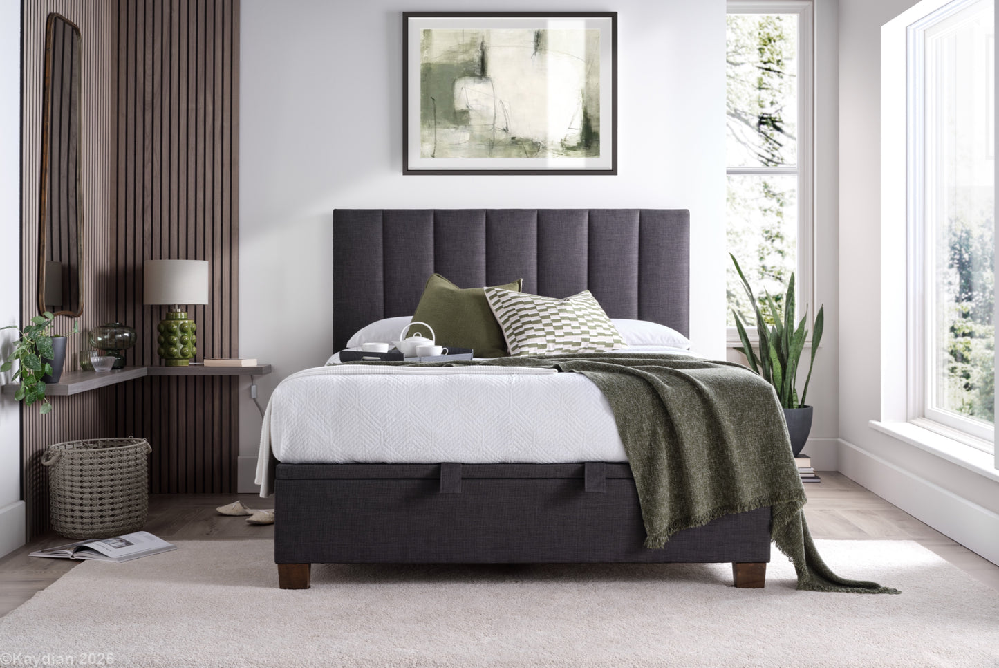 Medlam Ottoman Storage Bed Frame in Slate