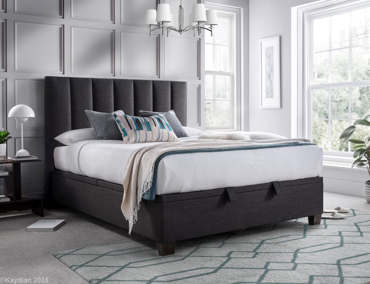 Medlam Ottoman Storage Bed Frame in Slate
