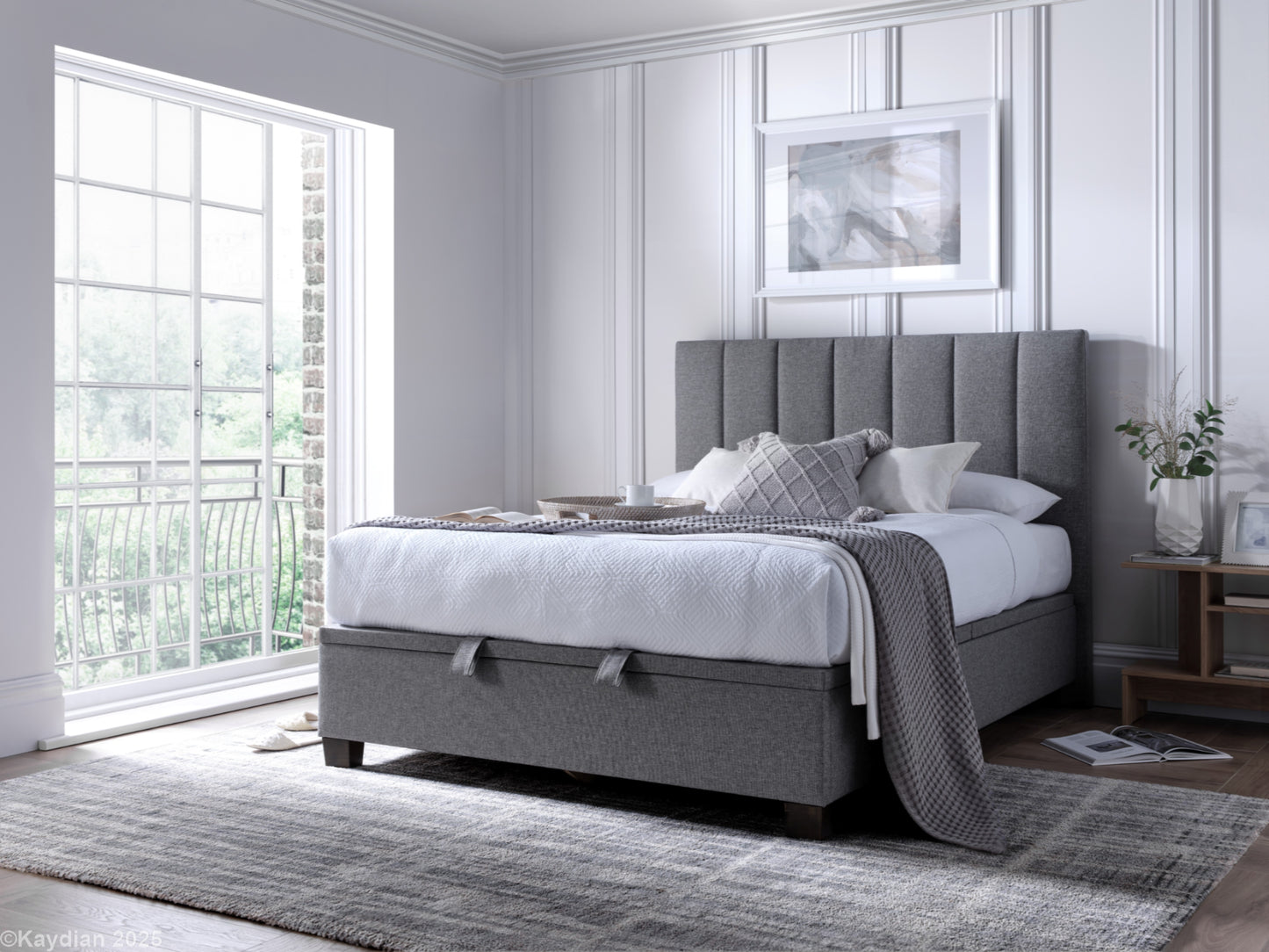 Medlam Ottoman Storage Bed Frame in Slate