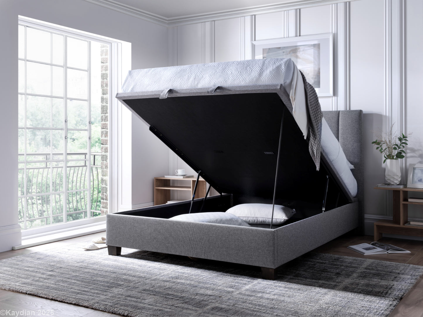 Medlam Ottoman Storage Bed Frame in Slate