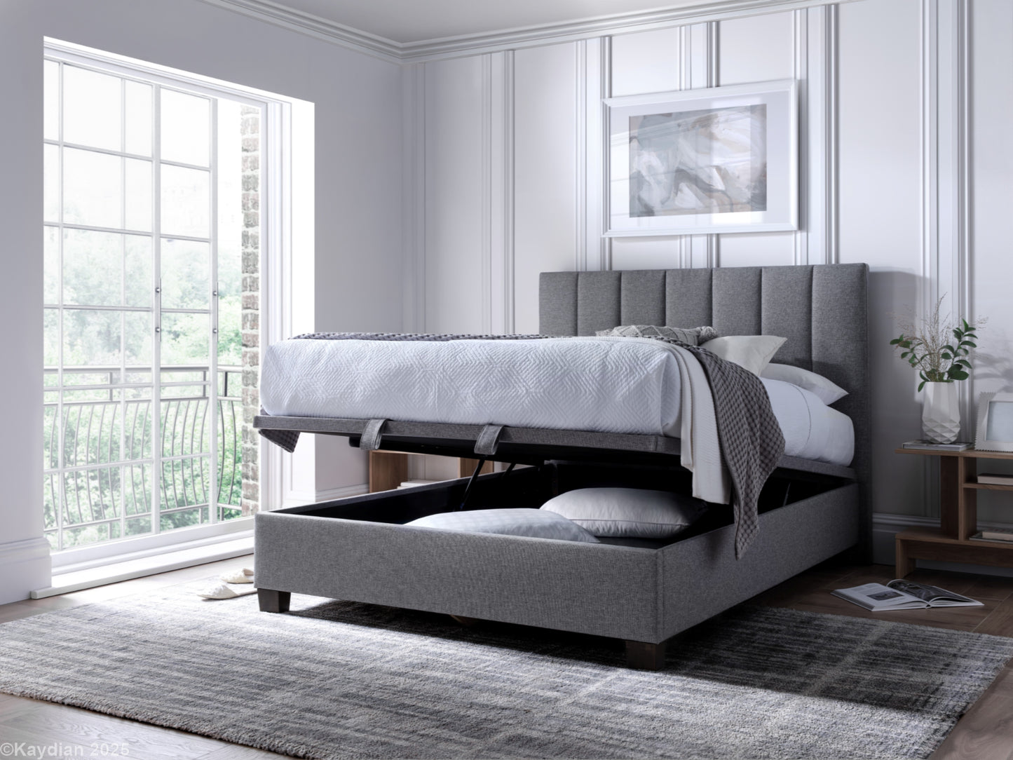 Medlam Ottoman Storage Bed Frame in Slate