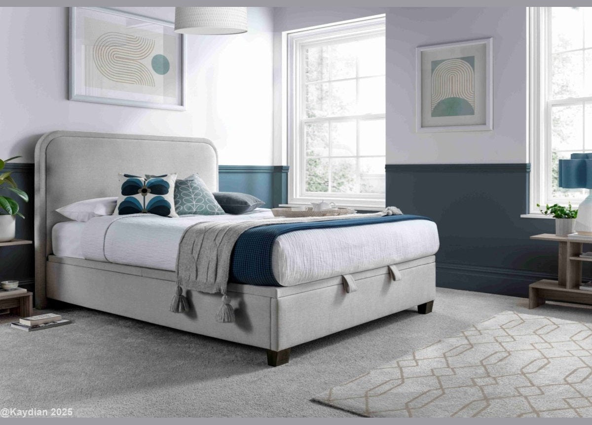 Clifton Maskat Clay Fabric Ottoman Storage Bed by Kaydian Design ltd in CLI135MCL only at TV Beds Northwest
