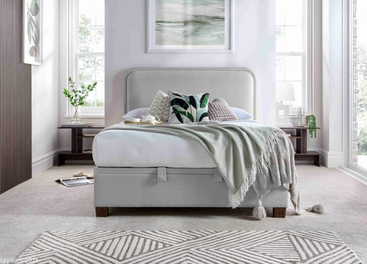 Clifton Maskat Clay Fabric Ottoman Storage Bed by Kaydian Design ltd in CLI135MCL only at TV Beds Northwest
