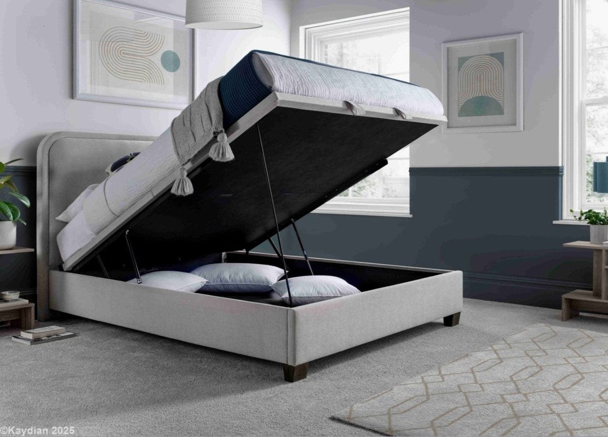 Clifton Maskat Clay Fabric Ottoman Storage Bed by Kaydian Design ltd in CLI135MCL only at TV Beds Northwest
