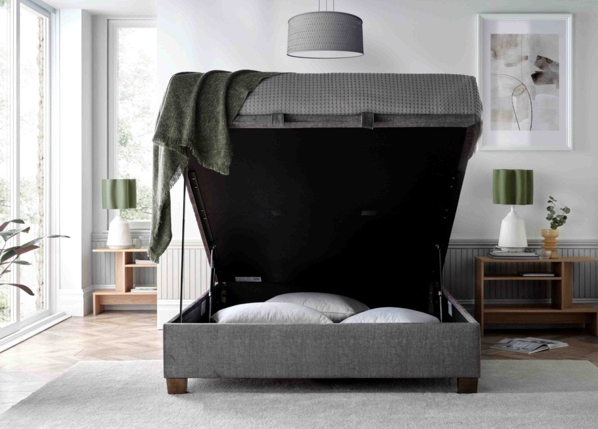 Clifton Maskat Clay Fabric Ottoman Storage Bed by Kaydian Design ltd in CLI135MCL only at TV Beds Northwest