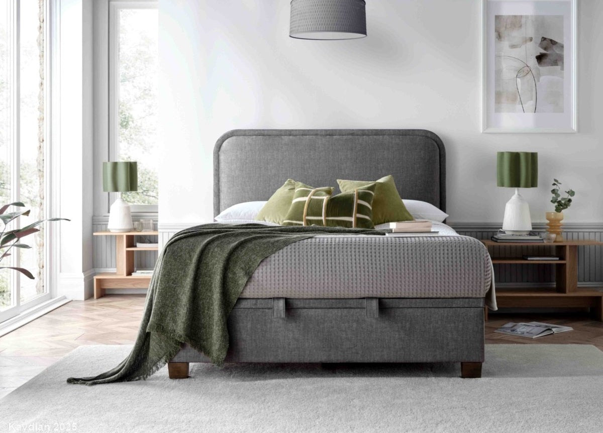 Clifton Maskat Clay Fabric Ottoman Storage Bed by Kaydian Design ltd in CLI135MCL only at TV Beds Northwest