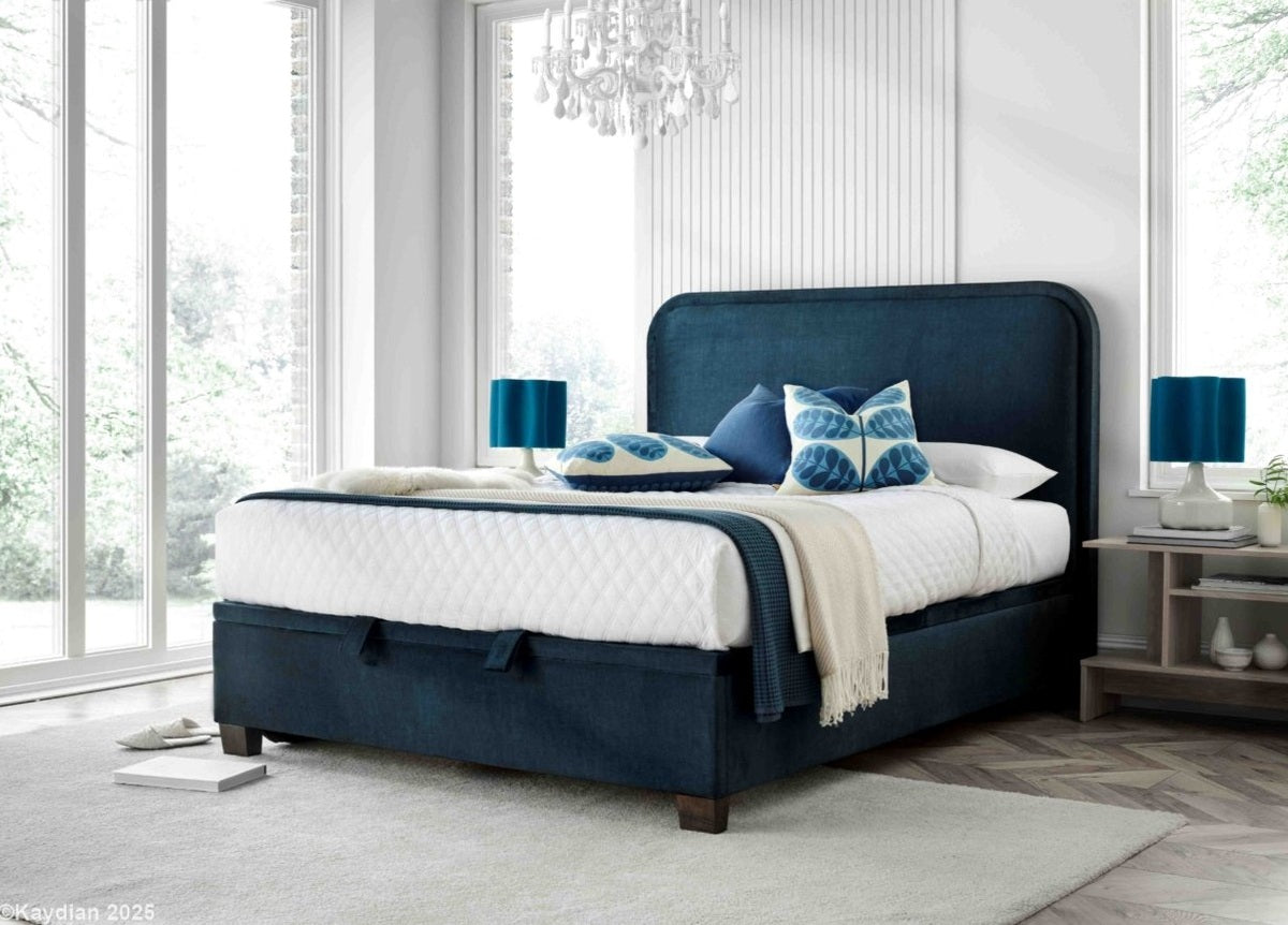 Clifton Maskat Clay Fabric Ottoman Storage Bed by Kaydian Design ltd in CLI135MCL only at TV Beds Northwest