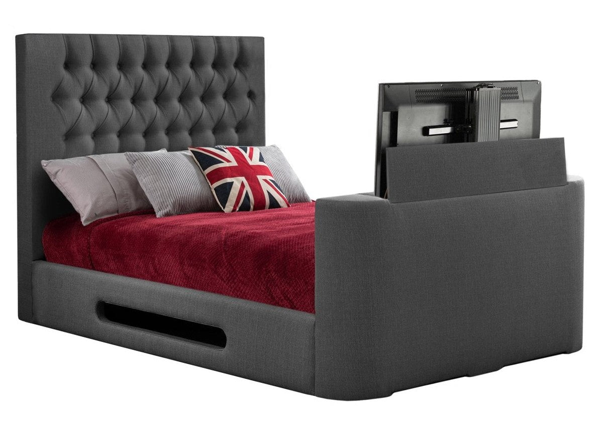 Sweet Dreams Loren Fabric TV Bed Frame by Sweet Dreams in INLORE-STD-135CHATSGRANITE only at TV Beds Northwest