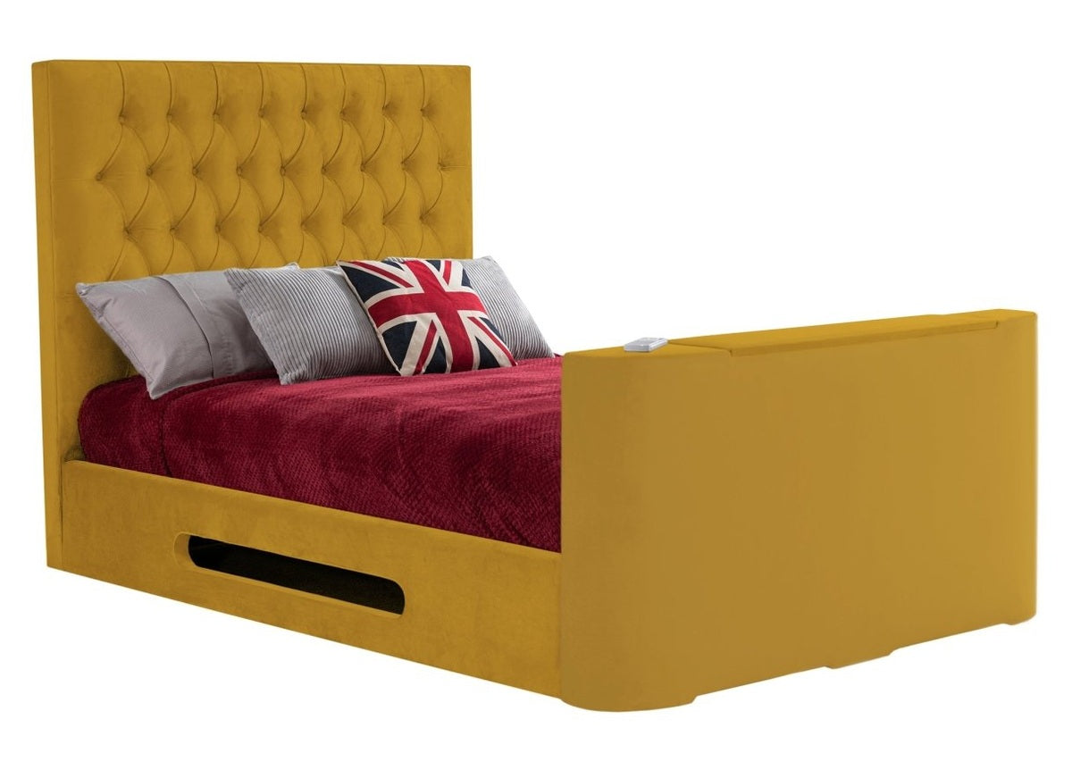 Sweet Dreams Loren Fabric TV Bed Frame by Sweet Dreams in INLORE-STD-135CHATSGRANITE only at TV Beds Northwest