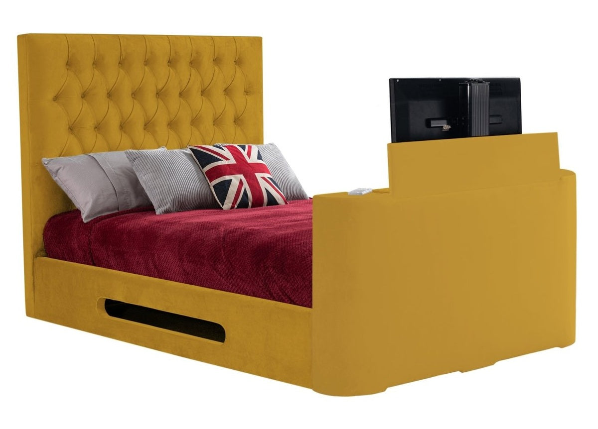 Sweet Dreams Loren Fabric TV Bed Frame by Sweet Dreams in INLORE-STD-135CHATSGRANITE only at TV Beds Northwest