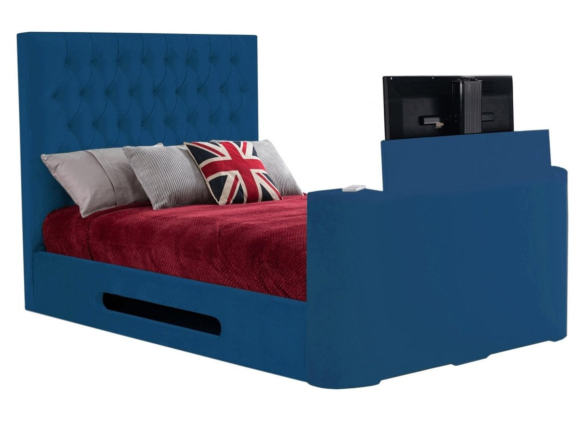 Sweet Dreams Loren Fabric TV Bed Frame by Sweet Dreams in INLORE-STD-135CHATSGRANITE only at TV Beds Northwest