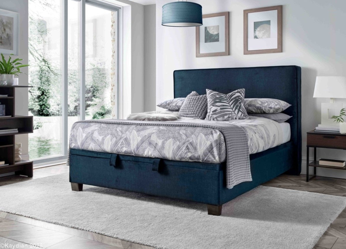 Newton Maskat Clay Fabric Ottoman Storage Bed by Kaydian Design ltd in NEW135MCL only at TV Beds Northwest