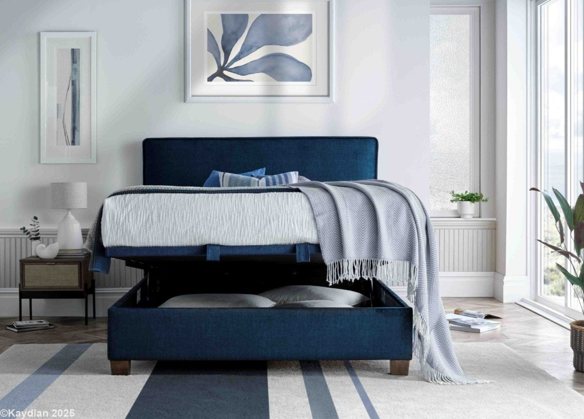 Newton Maskat Clay Fabric Ottoman Storage Bed by Kaydian Design ltd in NEW135MCL only at TV Beds Northwest
