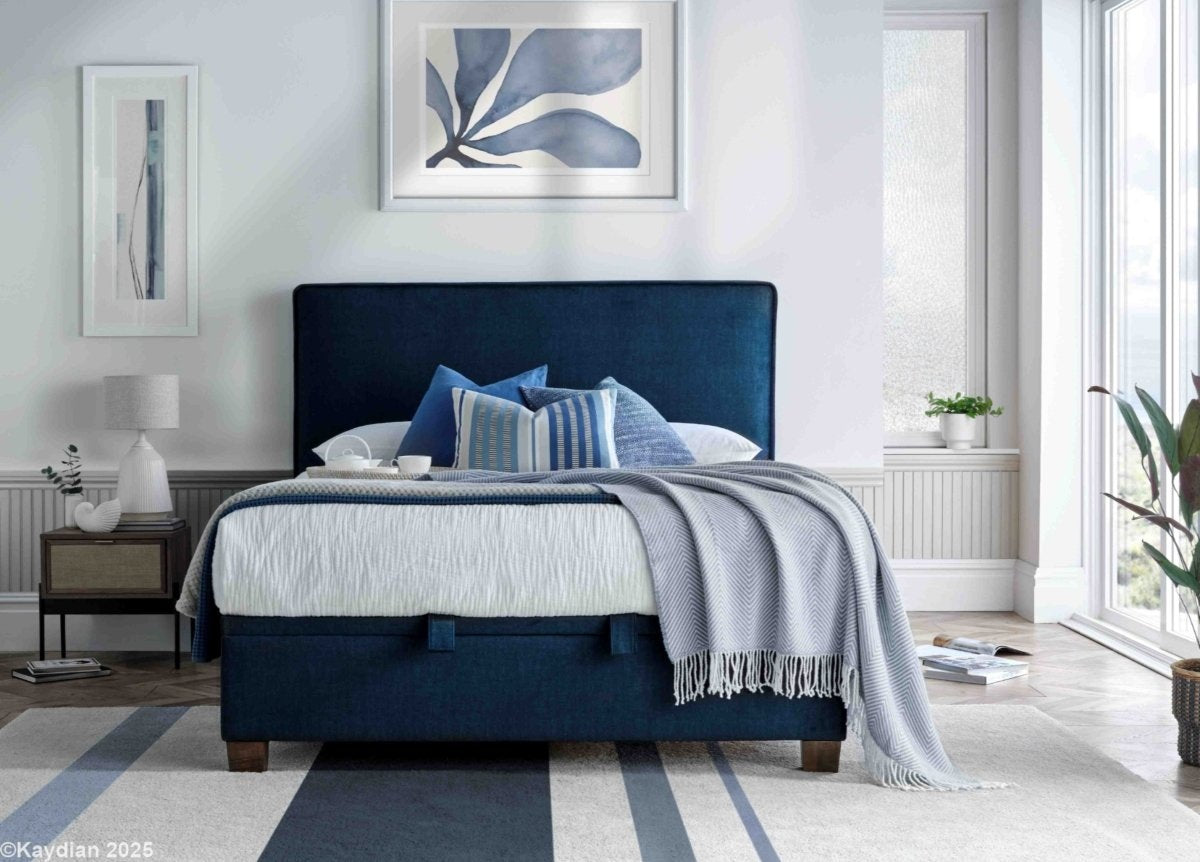 Newton Maskat Clay Fabric Ottoman Storage Bed by Kaydian Design ltd in NEW135MCL only at TV Beds Northwest
