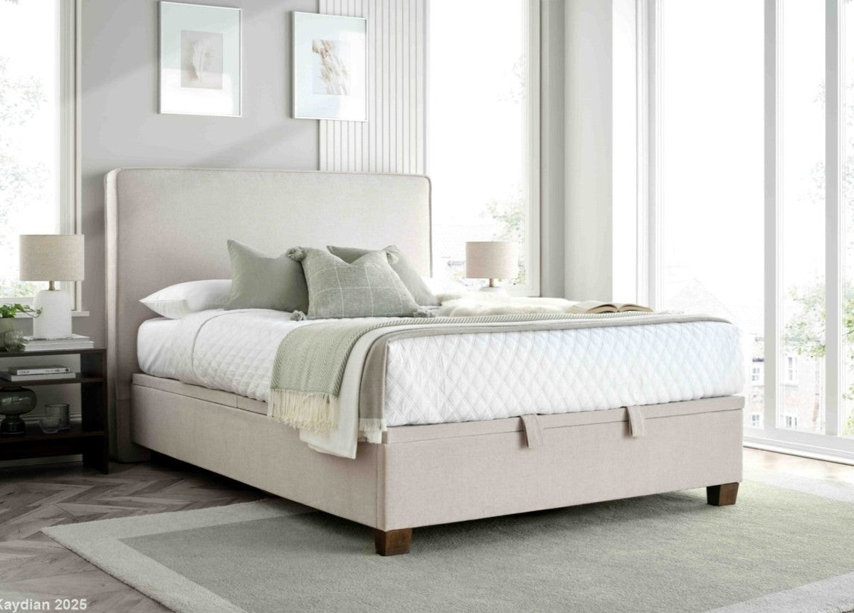 Newton Maskat Clay Fabric Ottoman Storage Bed by Kaydian Design ltd in NEW135MCL only at TV Beds Northwest