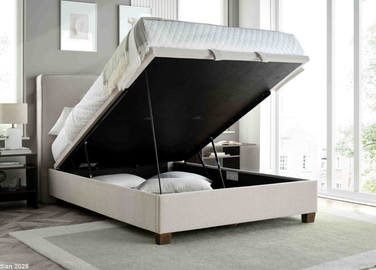 Newton Maskat Clay Fabric Ottoman Storage Bed by Kaydian Design ltd in NEW135MCL only at TV Beds Northwest