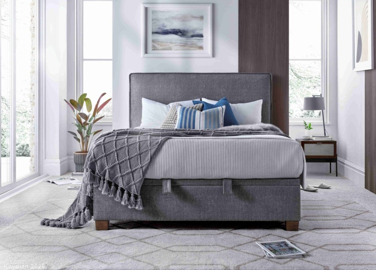 Newton Maskat Clay Fabric Ottoman Storage Bed by Kaydian Design ltd in NEW135MCL only at TV Beds Northwest
