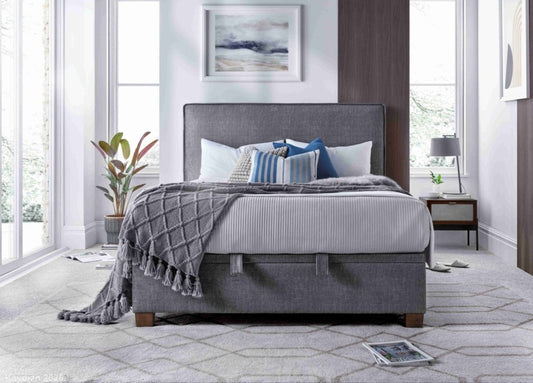 Newton Maskat Clay Fabric Ottoman Storage Bed by Kaydian Design ltd in NEW135MCL only at TV Beds Northwest
