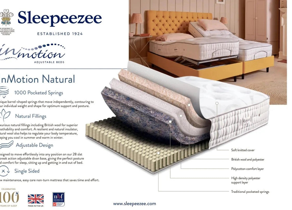 Sleepeezee InMotion Natural Adjustable Mattress by Sleepeezee in only at TV Beds Northwest