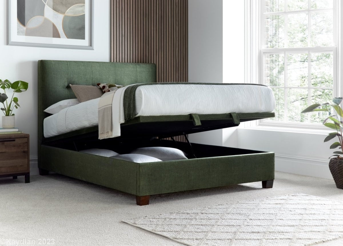 Walkworth Ottoman Storage Bed Frame by Kaydian Design Ltd in WAL135BLU only at TV Beds Northwest