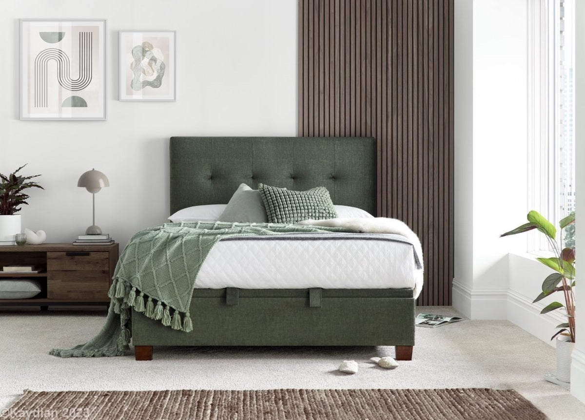Walkworth Ottoman Storage Bed Frame by Kaydian Design Ltd in WAL135BLU only at TV Beds Northwest