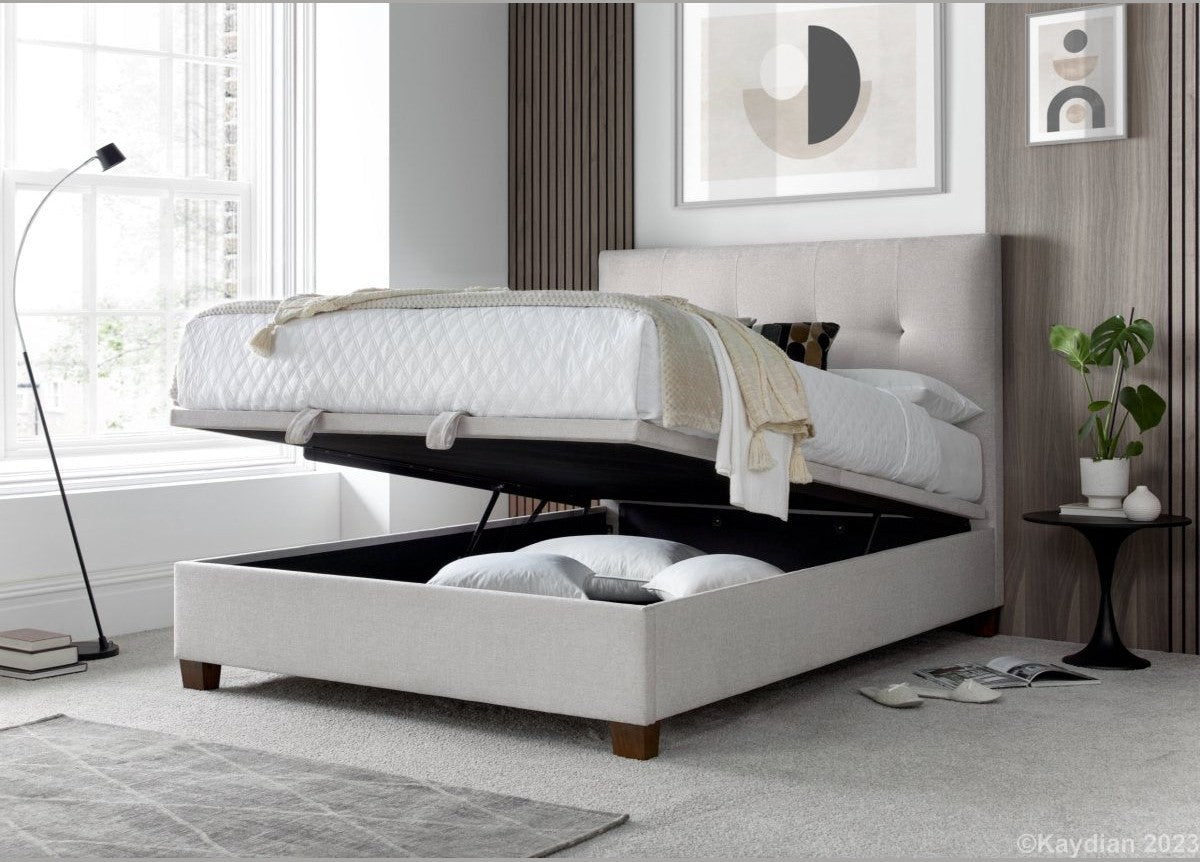 Walkworth Ottoman Storage Bed Frame by Kaydian Design Ltd in WAL135BLU only at TV Beds Northwest