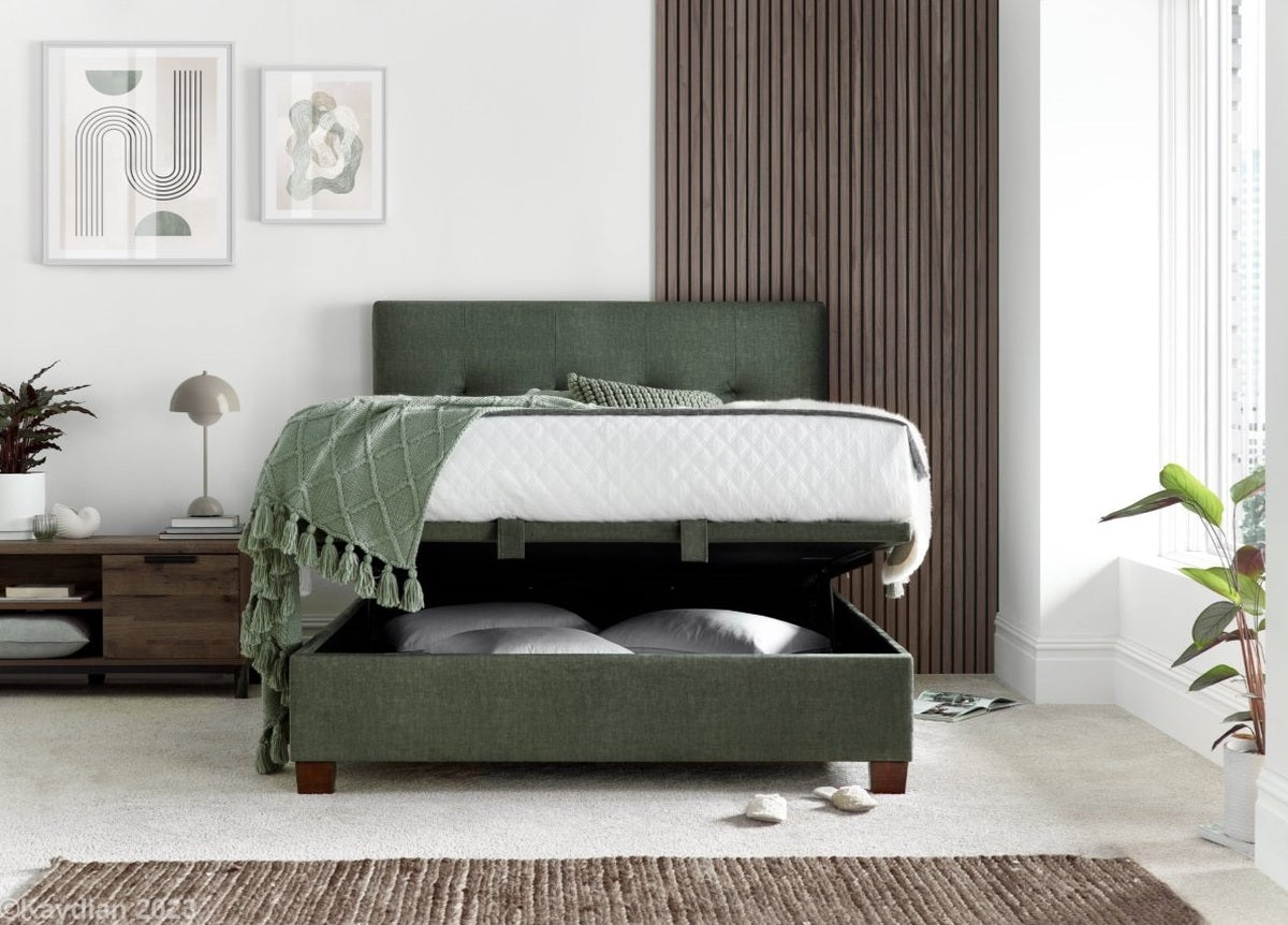 Walkworth Ottoman Storage Bed Frame by Kaydian Design Ltd in WAL135BLU only at TV Beds Northwest