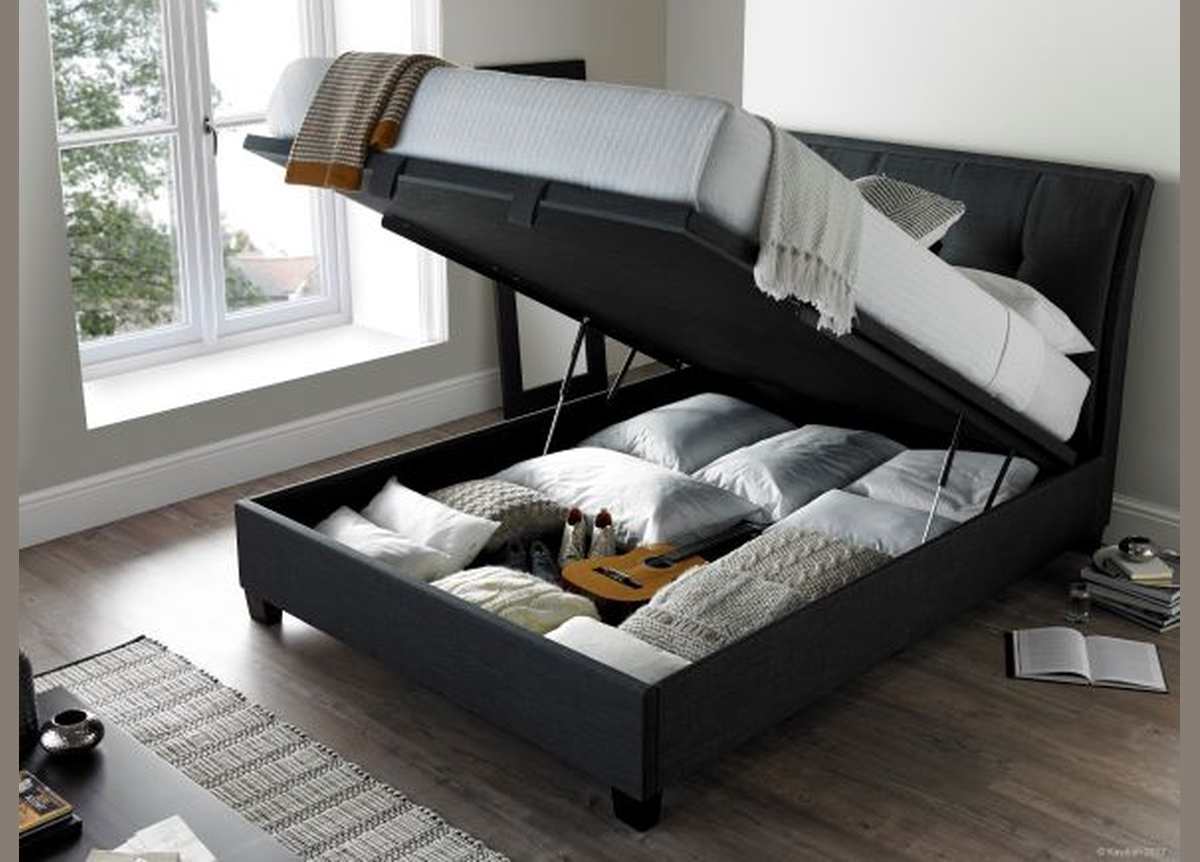 Accent Ottoman Storage Bed Frame by Kaydian Design LTD in ACC135VGR only at TV Beds Northwest