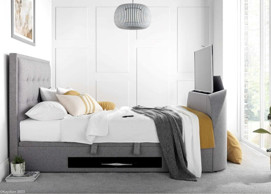 Falmer Storage Ottoman TV Bed Frame - Marbella Grey by Kaydian Design LTD in FALTV135MDG only at TV Beds Northwest