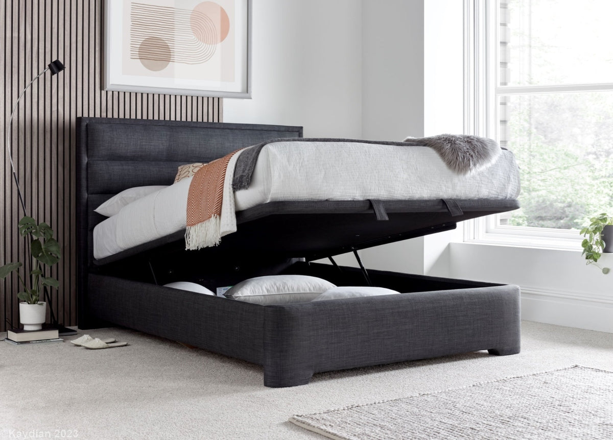 Kirby Ottoman Storage Bed frame - Slate Grey by Kaydian Design LTD in KIRFL135SL only at TV Beds Northwest