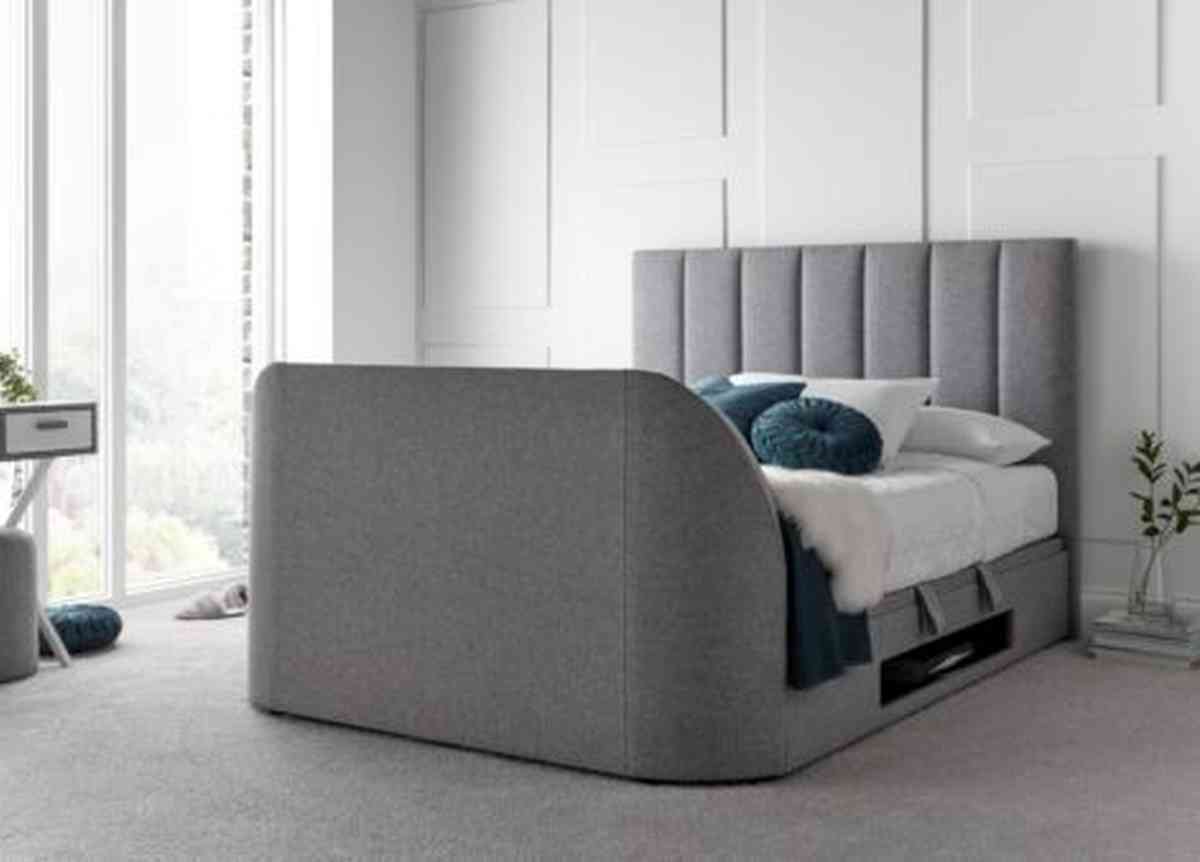 Medway Ottoman Storage TV Bed Frame - Slate Grey by Kaydian Design LTD in MEDTV135SL only at TV Beds Northwest