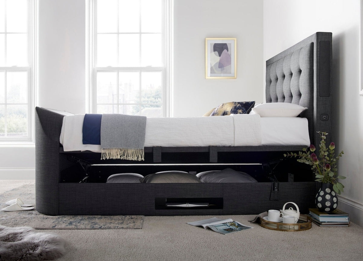 Titan 4.1 Multi Media Ottoman Storage TV Bed by Kaydian Design LTD in TOT150OA only at TV Beds Northwest