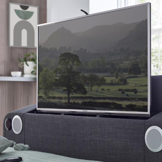 walkworth tv bed grey with speaker