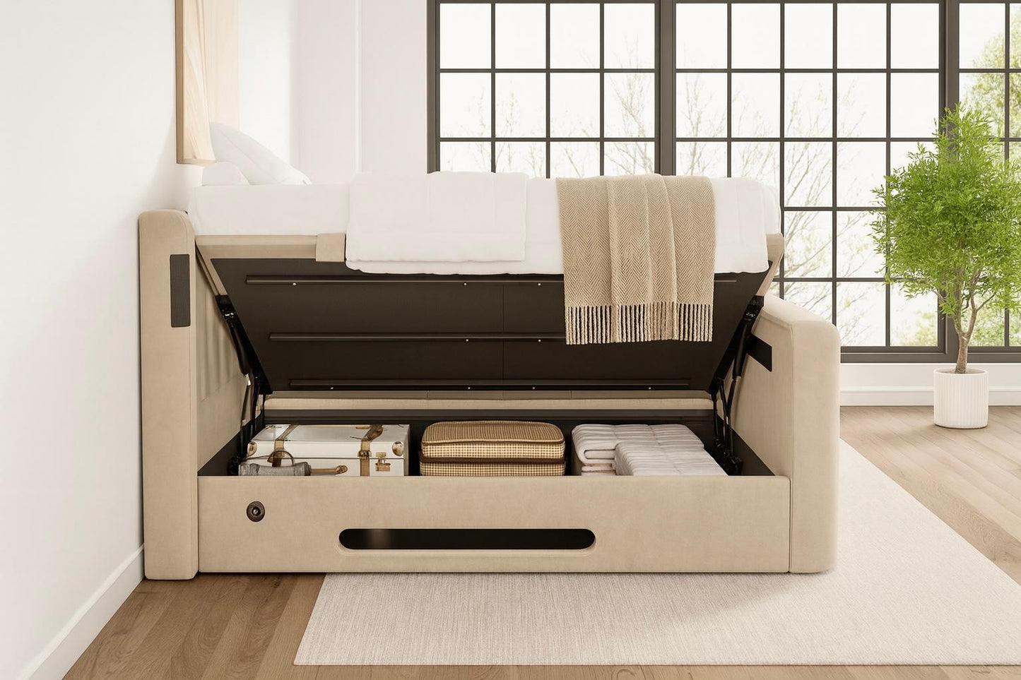 Amber 4.1 Multimedia Ottoman Storage TV Bed Frame