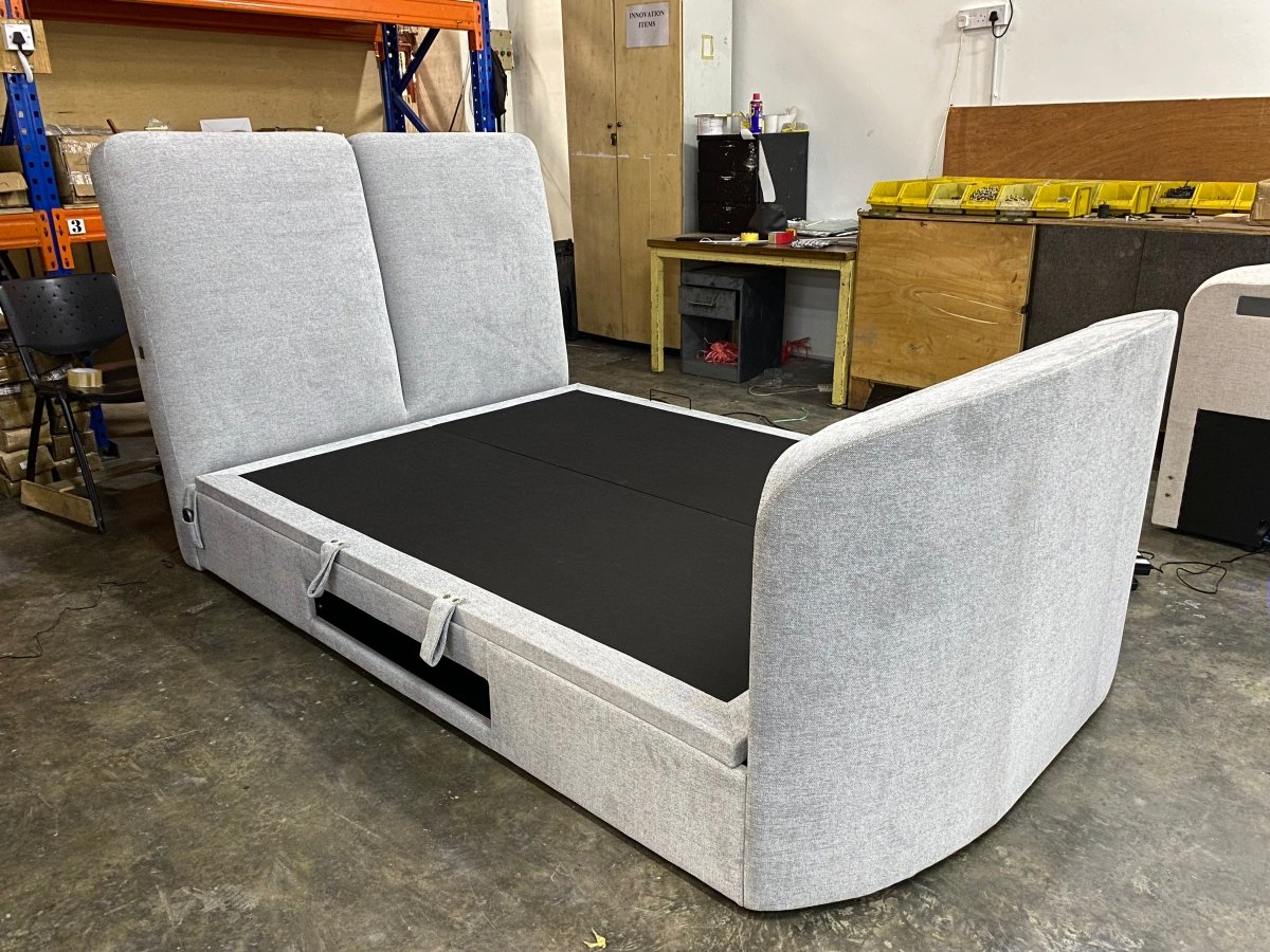 Accent Ottoman Storage Bed Frame in Marbella Grey by Kaydian Design LTD in ACC135MDG only at TV Beds Northwest