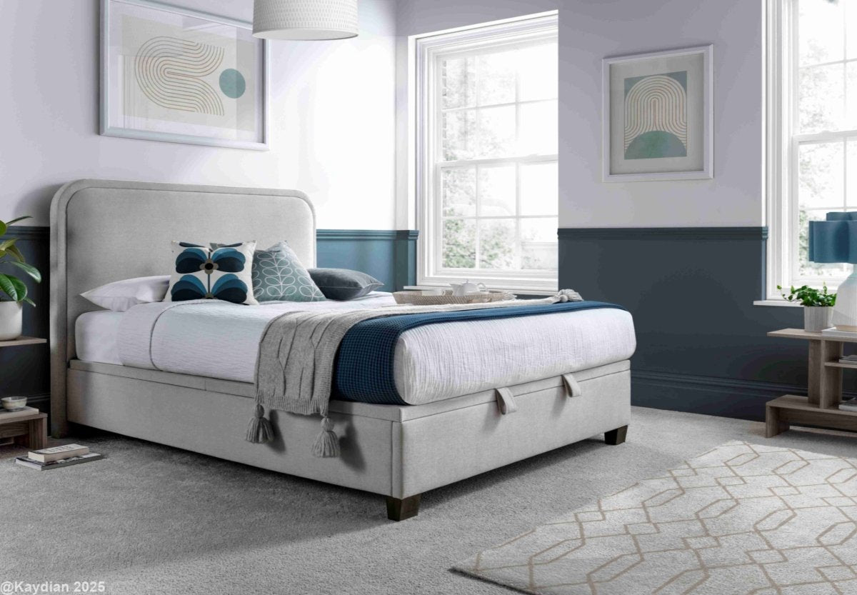 Clifton Maskat Clay Fabric Ottoman Storage Bed by Kaydian Design ltd in CLI135MCL only at TV Beds Northwest