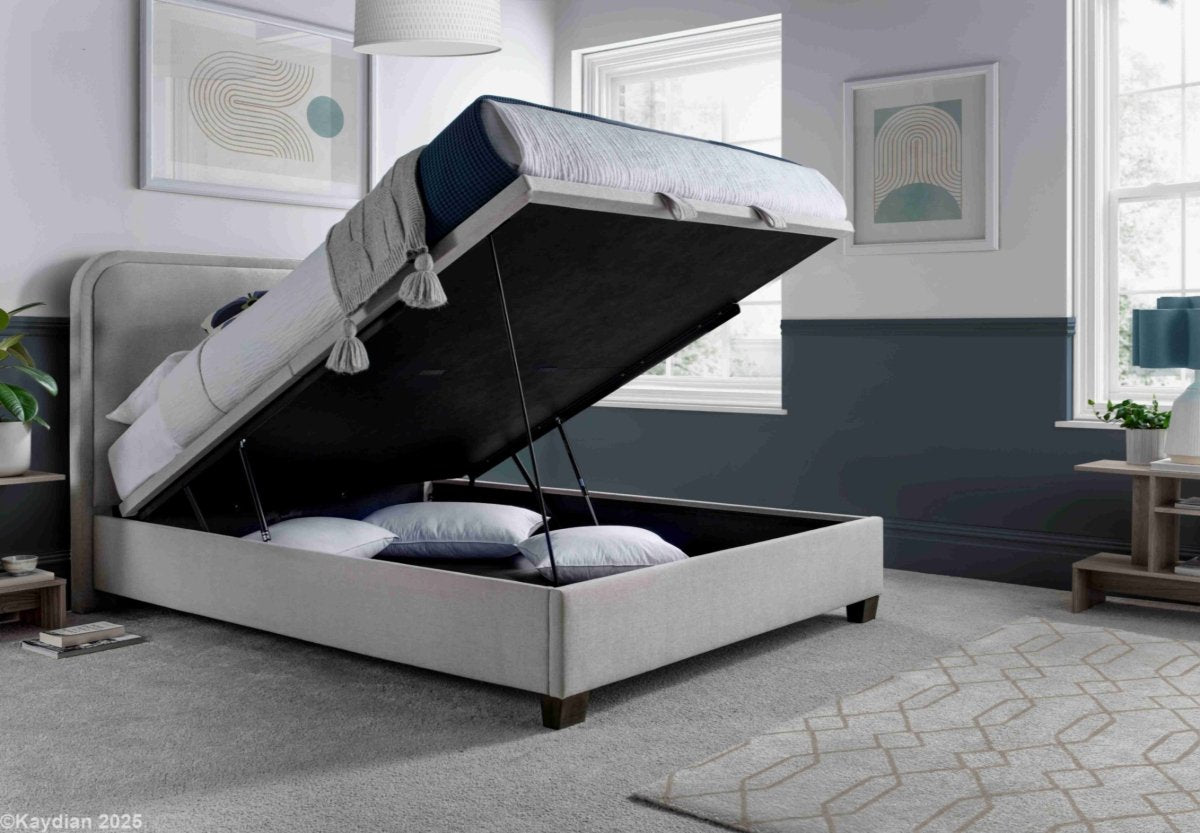 Clifton Maskat Clay Fabric Ottoman Storage Bed by Kaydian Design ltd in CLI135MCL only at TV Beds Northwest