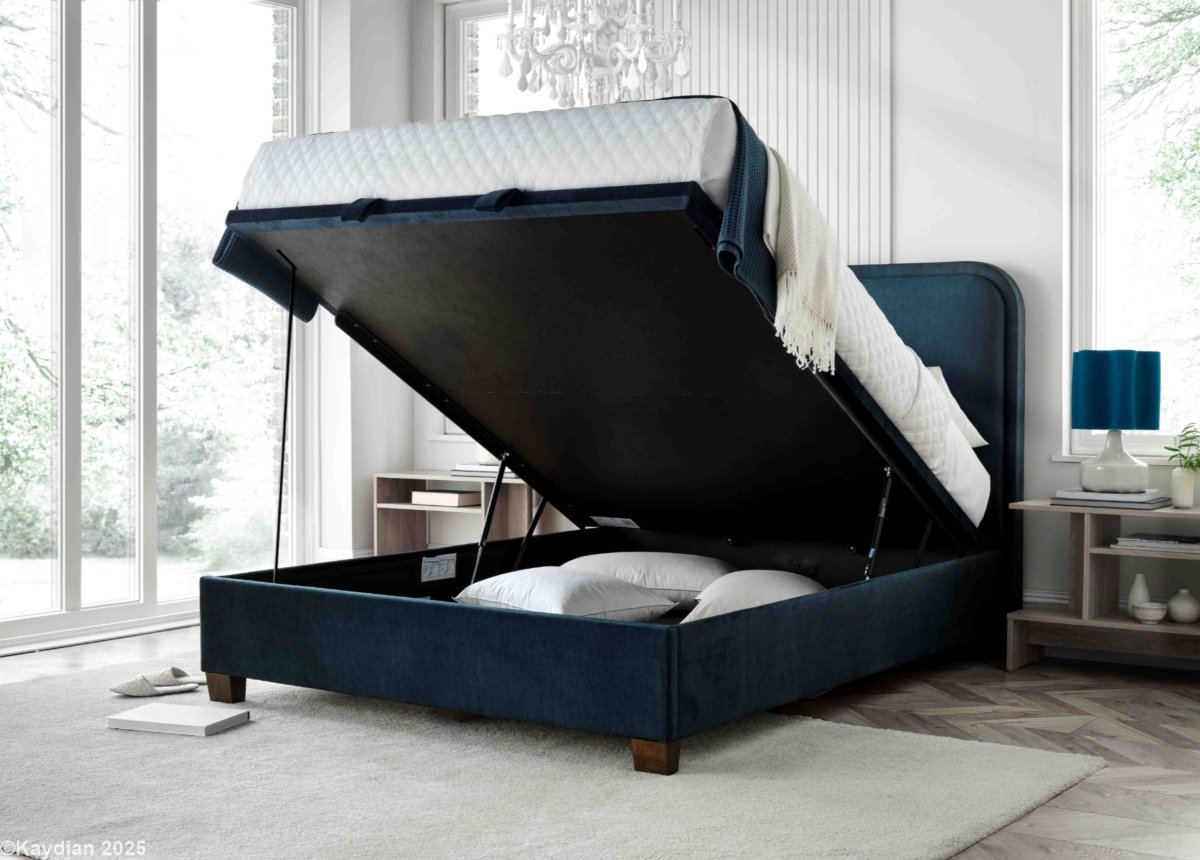 Clifton Maskat Clay Fabric Ottoman Storage Bed by Kaydian Design ltd in CLI135MCL only at TV Beds Northwest