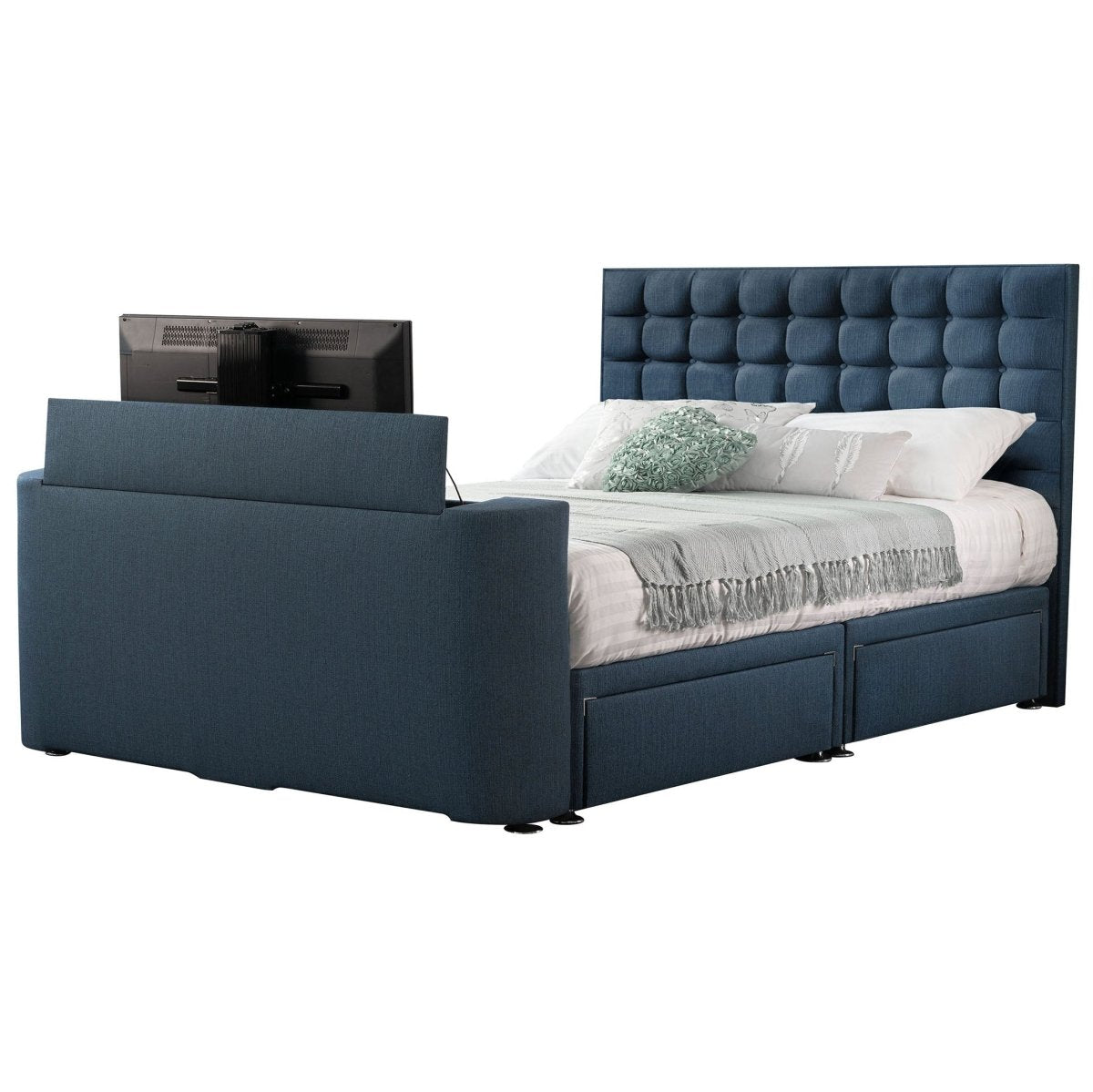 Image Classic TV Bed with Storage Options - Sweet Dreams - TV Beds Northwest - INIMA-CLA-135PT4DCHATS OYSTER - choose your colour tvbed - doubletvbed
