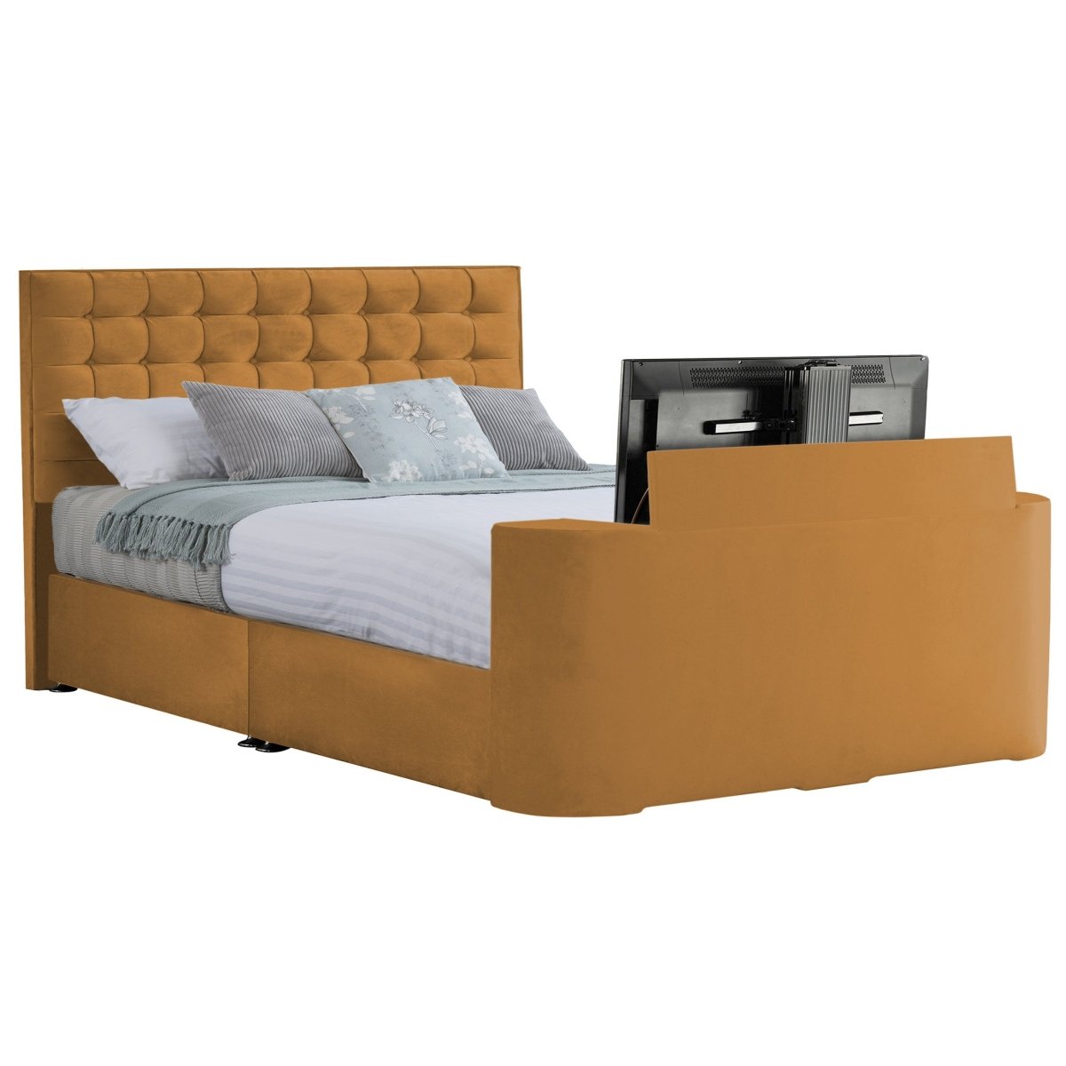 Image Classic TV Bed with Storage Options - Sweet Dreams - TV Beds Northwest - INIMA-CLA-135PT4DCHATS OYSTER - choose your colour tvbed - doubletvbed