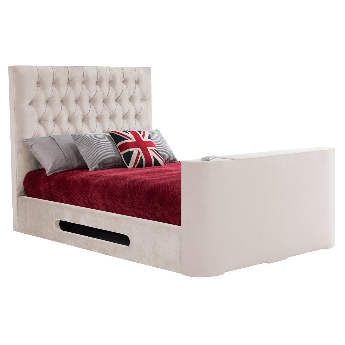 Loren Fabric TV Bed Frame - Sweet Dreams - TV Beds Northwest - INLORE-STD-135CHATSGRANITE - choose your colour tvbed - doubletvbed