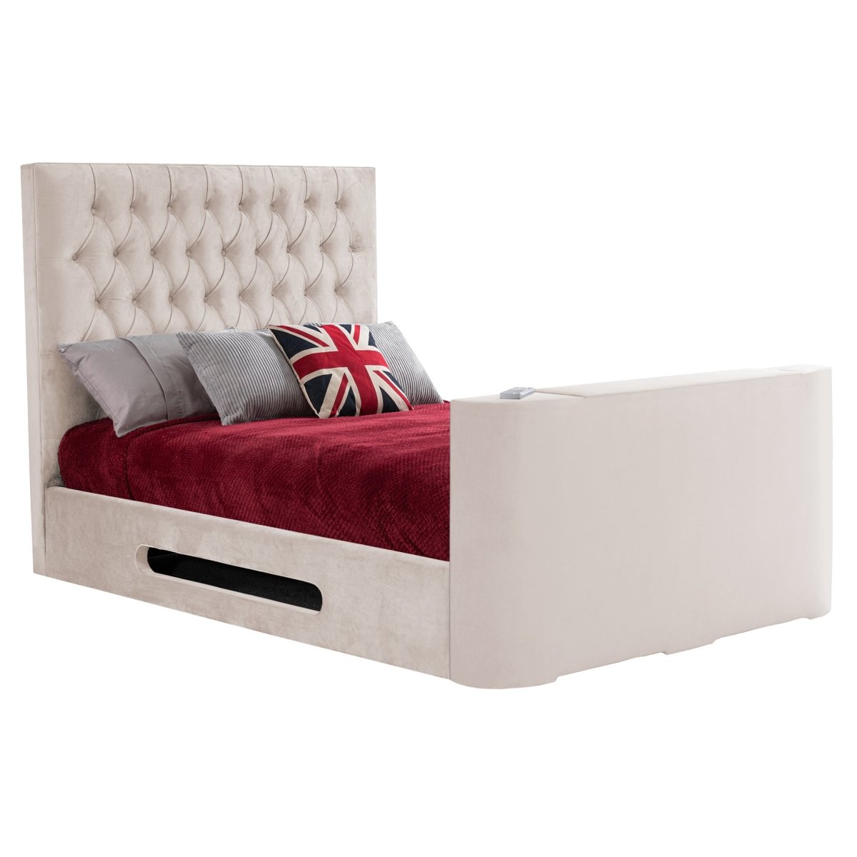 Sweet Dreams Loren Fabric TV Bed Frame by Sweet Dreams in INLORE-STD-135CHATSGRANITE only at TV Beds Northwest