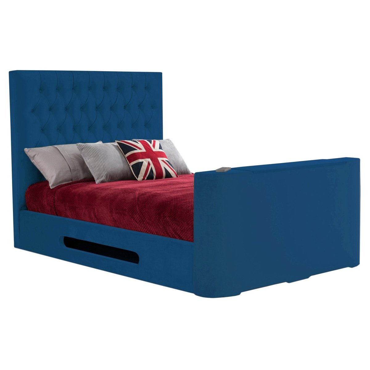 Loren Fabric TV Bed Frame - Sweet Dreams - TV Beds Northwest - INLORE-STD-135CHATSGRANITE - choose your colour tvbed - doubletvbed